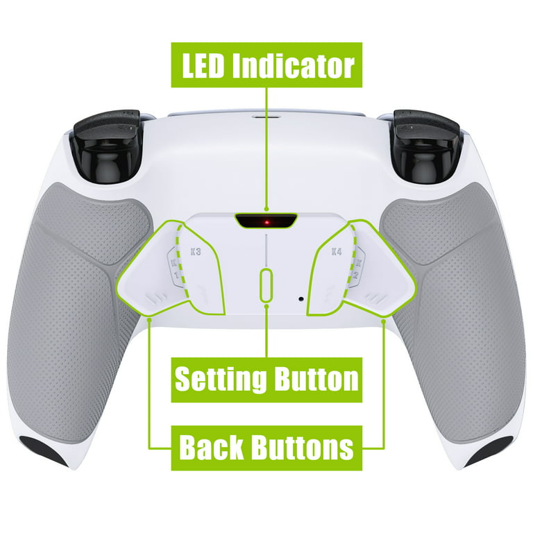 eXtremeRate White Rubberized Grip Programable RISE4 Remap Kit for PS5  Controller BDM 010 & BDM 020, Upgrade Board & Redesigned Back Shell & 4  Back Buttons for PS5 Controller - Controller NOT Included 