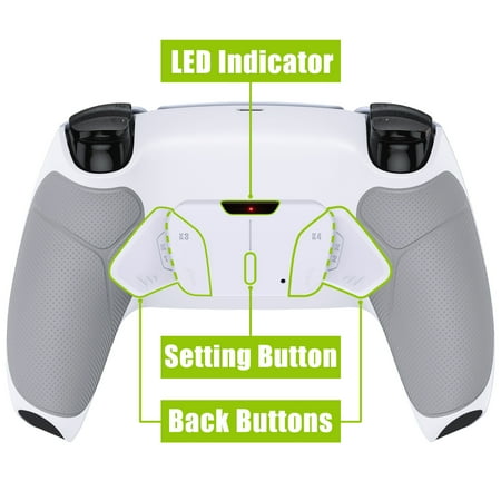 eXtremeRate White Rubberized Grip Remap Kit Upgrade Board Back Shell 4 Buttons for PS5 Controller BDM 010/020