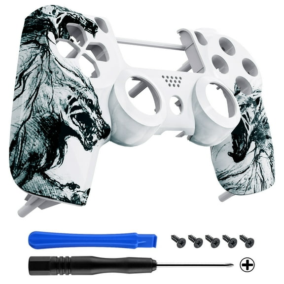 eXtremeRate Wolf Soul Patterned Custom Faceplate Cover, Replacement Front Housing Shell Case Compatible with ps4 Slim Pro Controller JDM-040/050/055 - Controller NOT Included