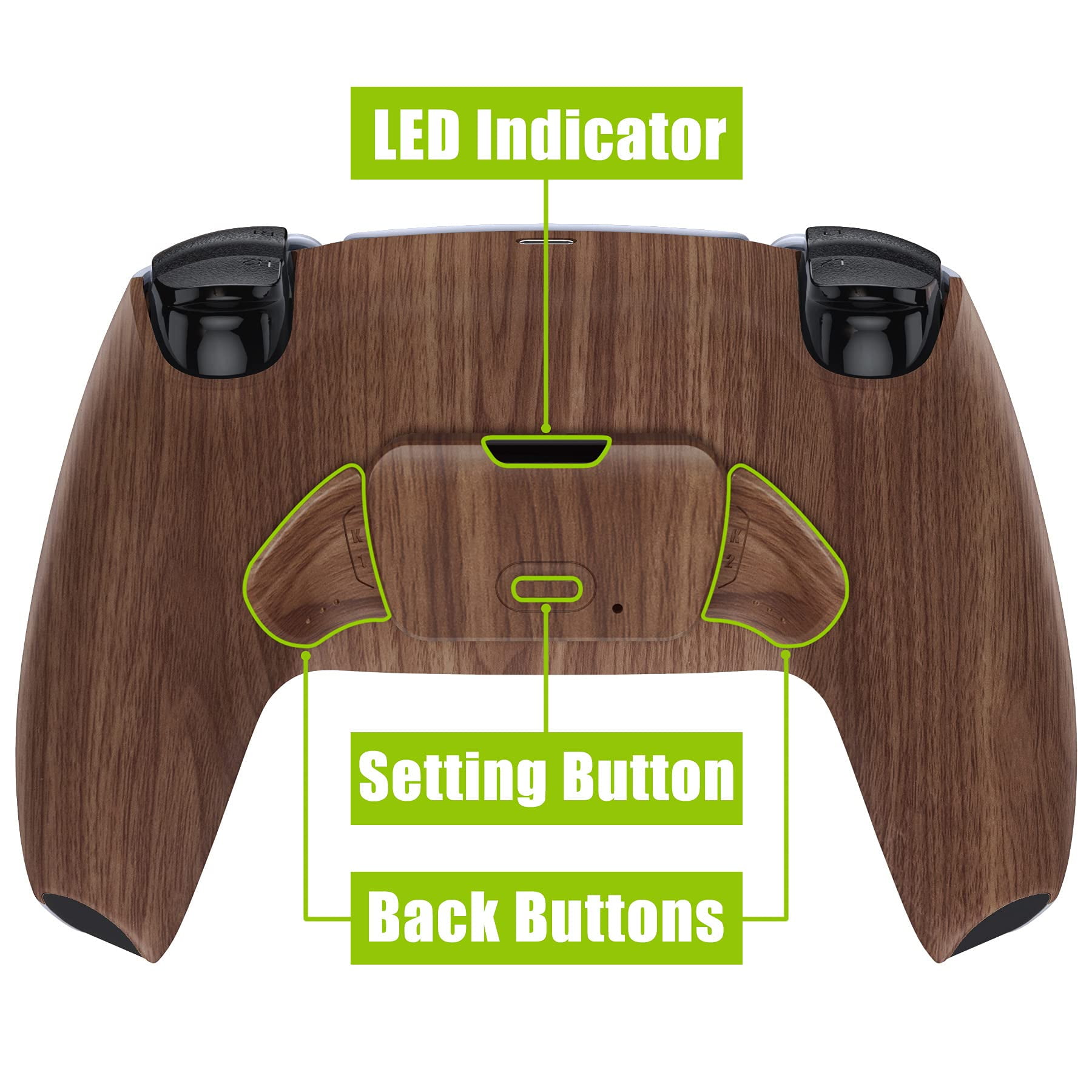eXtremeRate Wood Grain Back Paddles Kit Upgrade Board Back Shell ...