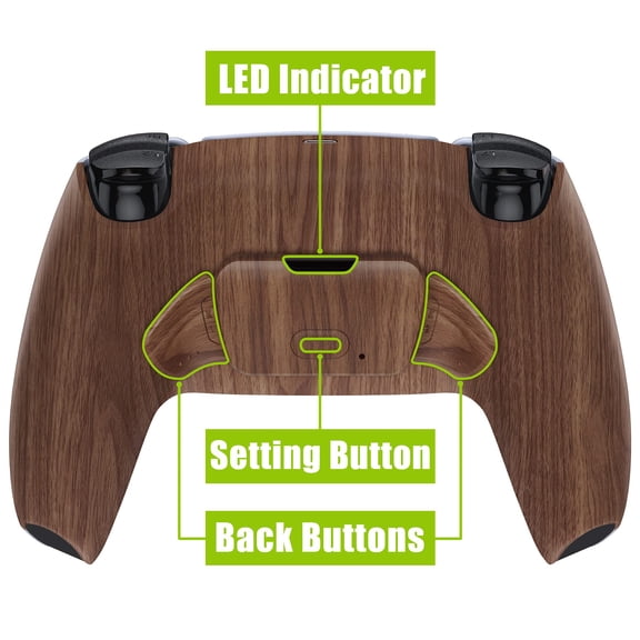 eXtremeRate Wood Grain Back Paddles Kit Upgrade Board Back Shell Buttons for PS5 Controller BDM-010/020