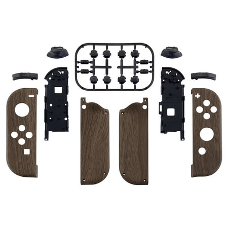 eXtremeRate Wood Grain Housing w/Full Set Buttons Replacement Shell for Nintendo Switch/OLED Joycon