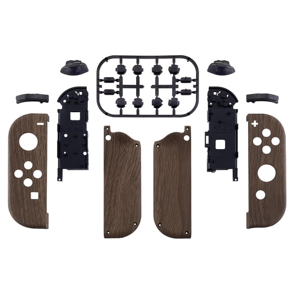 eXtremeRate Wood Grain Housing w/Full Set Buttons Replacement Shell for Nintendo Switch/OLED Joycon