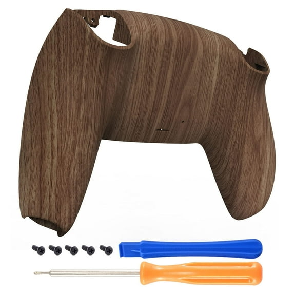 eXtremeRate Wood Grain Patterned Back Housing Bottom Shell Replacement Back Shell Cover for ps5 Controller