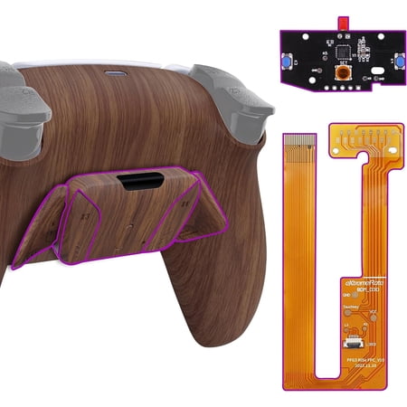 eXtremeRate Wood Grain Programable RISE4 Remap Kit Upgrade Board & Redesigned Back Shell & 4 Back Buttons for ps5 Controller BDM-030/040