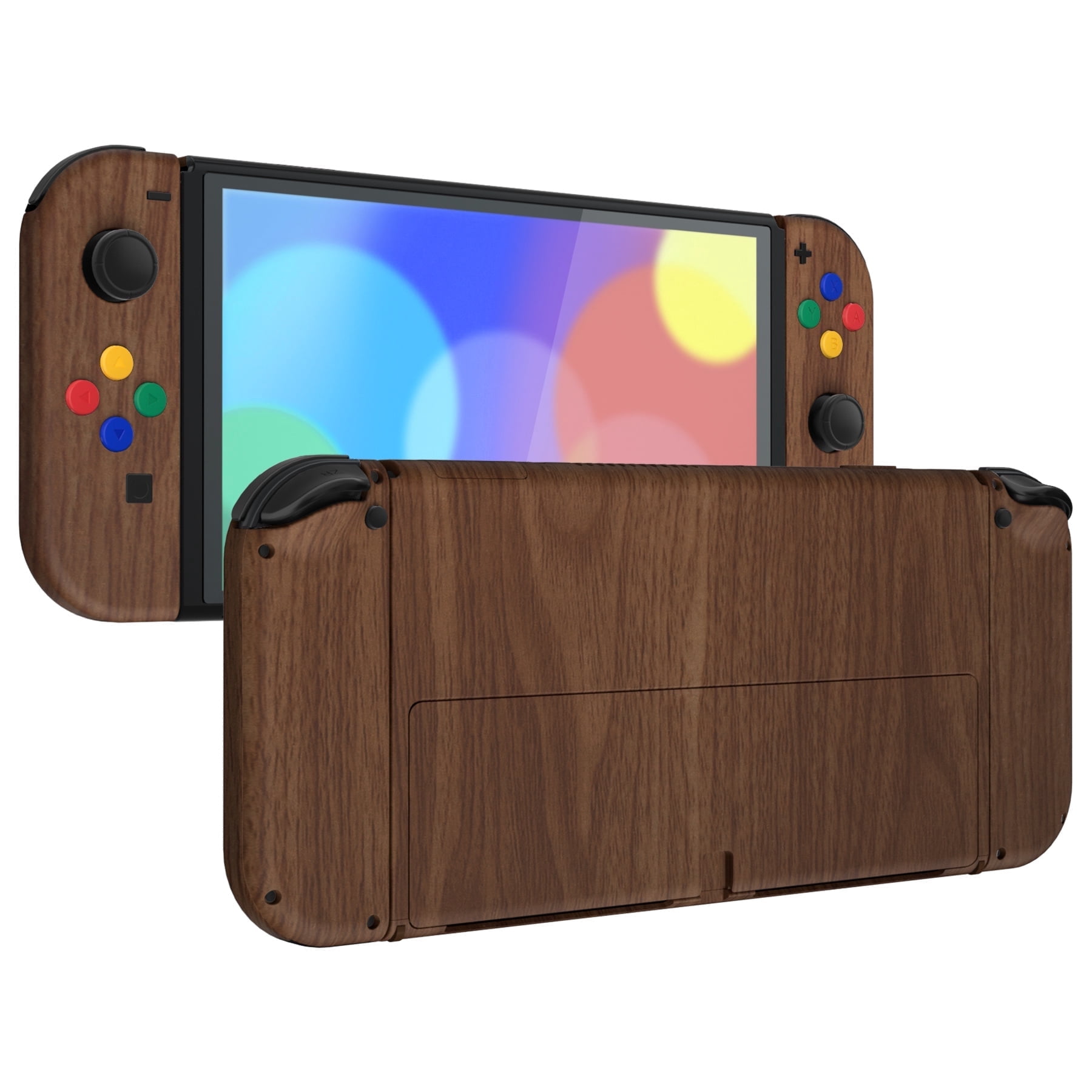 eXtremeRate Wood Grain Soft Touch Full Set Shell for Nintendo