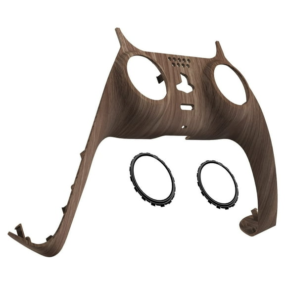 eXtremeRate Wood Grain Trim Shell Replacement Cover with Accent Rings for ps5 Controller