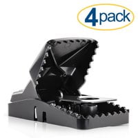eXuby Large Powerful Rat Traps (4 Pack) - Kills Instantly with Powerful Steel Spring - Setup in Seconds - Wash & Reuse Over & Over - Rat Control without Harmful Poisons or Chemicals