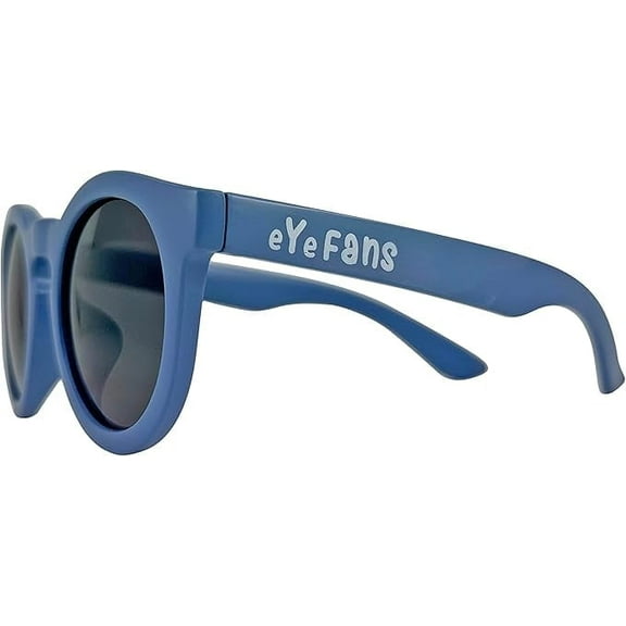 eYeFANS AUBREY Sunglasses for Kids - Retro Round UV402 Protection, Impact Resistant, BPA-Free Frame, Comfortable Outdoor Sports Eyewear for Boys & Girls - Denim Blue, M