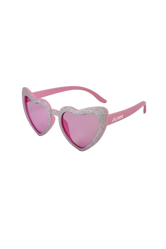 Sukida Kids Heart-Shaped Sunglasses – UV403 Protection, Impact-Resistant, BPA-Free Frame, Rose Sparkling