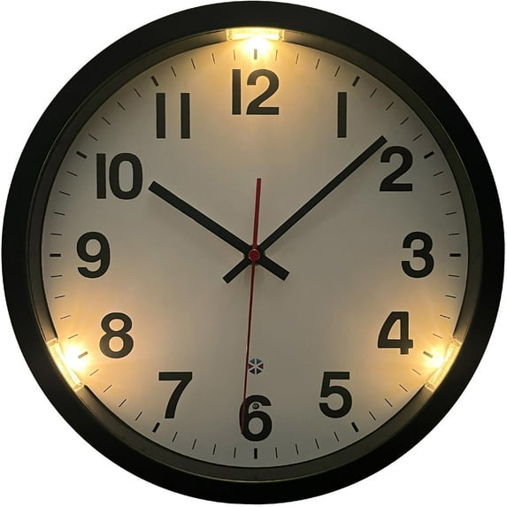 eYotto 12 Inch Silent Glow Clock with Night Light, in the Dark Wall Clock, Lighted up Wall Clock for Bedroom, Large Display Clock for Living Room Kitchen