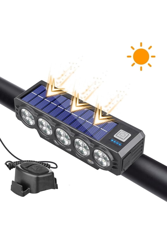 3 in 1 Solar Bike Light, Rechargeable 10 LED Bike HeadLight, Solar Bike Light with Speaker, Bicycle Light with Alerting, Bike Spotlight