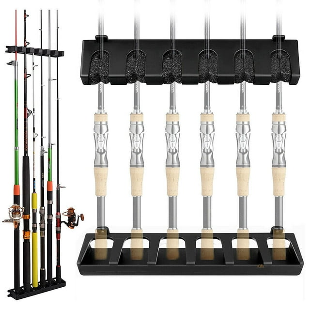 eYotto Vertical Fishing Rod Rack, Wall Mount Boat Pole Stand Storage, 6