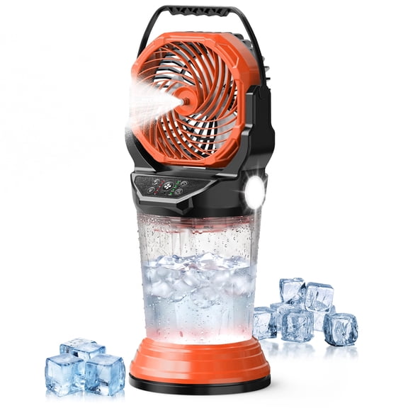 eYotto 30000mAh Outdoor Misting Fan with RGB Light, Portable Fan with 2L Water Tank, Rechargeable Mist Cooler with Remote, 120 Auto Oscillating 4 Speeds & Spray for Party Camping Picnic BBQ Patio