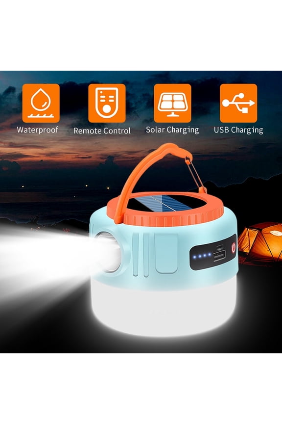 Solar LED Camping Light, Hiking LED Light with Flashlight, USB Rechargeable Outdoor Camping Lantern, Solar Tent Light, Solar Spot Light for Camping Garden Tent Hiking Climbing
