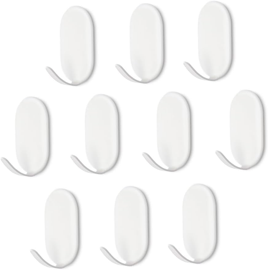 Bulk Buys HW811-96 Multi-Use White Plastic Self-Adhesive Hooks, 96