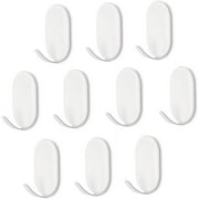 Ezakka Heavy Duty Self Adhesive Wall Sticky Hooks, Plastic White, 2.36"W, (10 Pack)