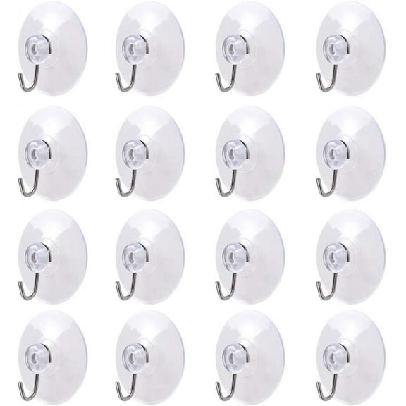 eZAKKA 16PCS Suction Cup Hooks 45mm,Reusable Heavy Transparent Duty Vacuum Suction Cup Hooks for Shower, Kitchen Bathroom Towel Hooks Removable Wreath Door Hanger Window Suction Cup Hooks