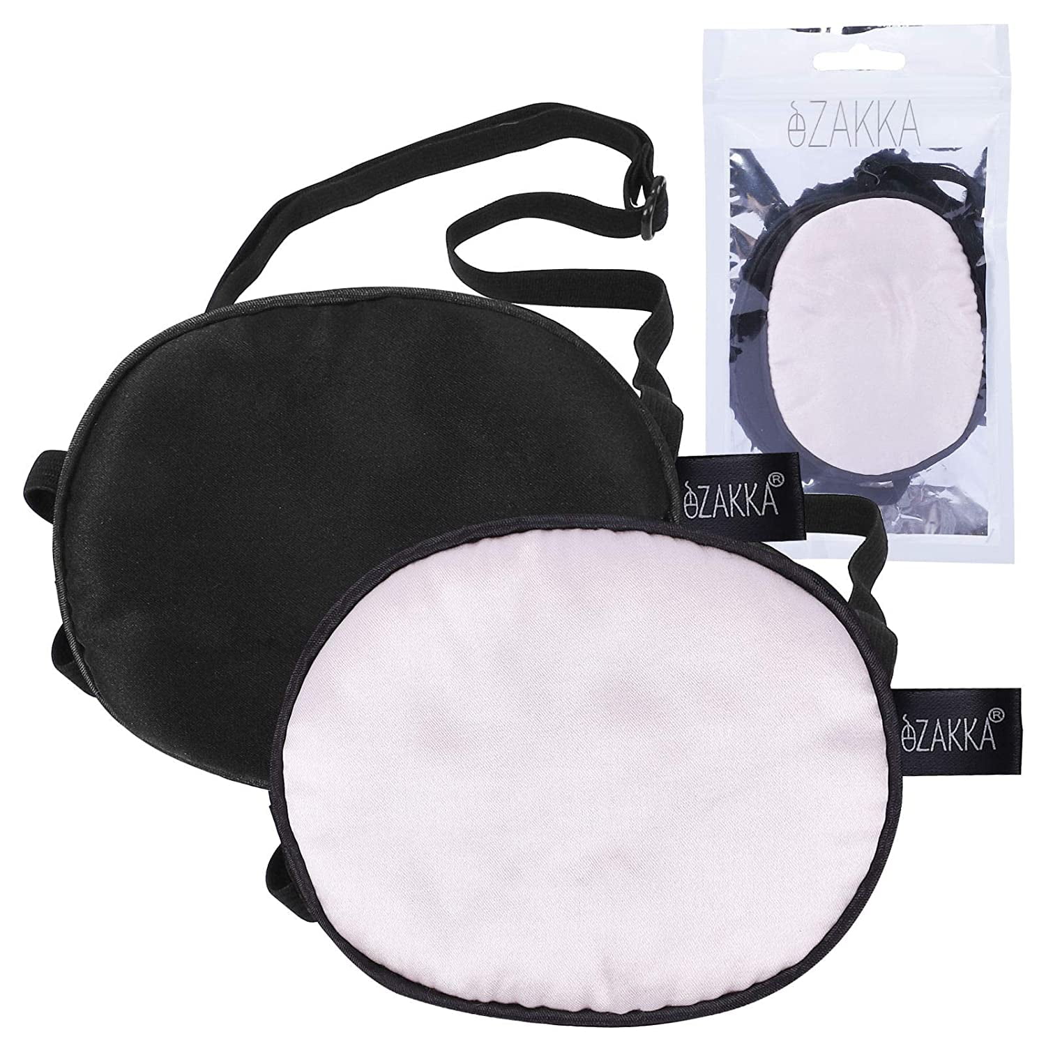 eZAKKA Eye Patches for Adults, 2 Pieces Silk Elastic Eyepatch Patch for Lazy Eye Amblyopia