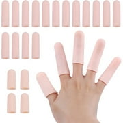 eZAKKA Finger Cots, 20 Pcs Gel Finger Protectors Finger Sleeves Finger Gloves Covers Fingertip Bandages for Finger Cracking, Dermatitis, Psoriasis, Hand Eczema