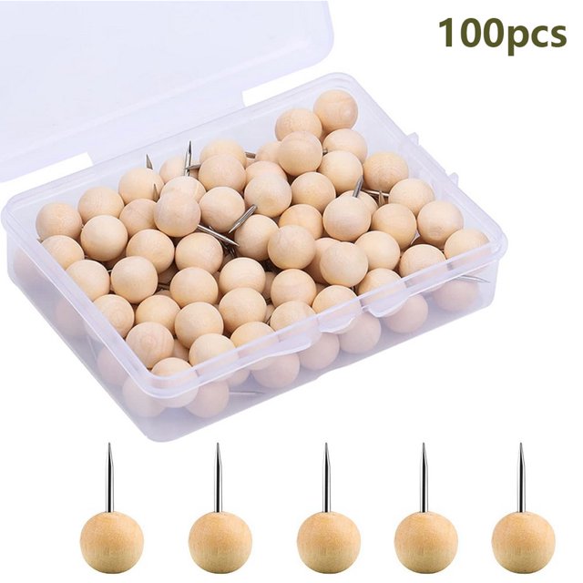 eZAKKA Wooden Push Pins, Wood Cork Board Pin Decorative for Cork Boards Map, Photos, Calendar