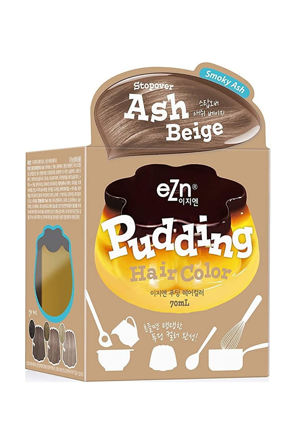 eZn Pudding Hair Dye AmmoniaFree Permanent Hair Color Ash Beige Self