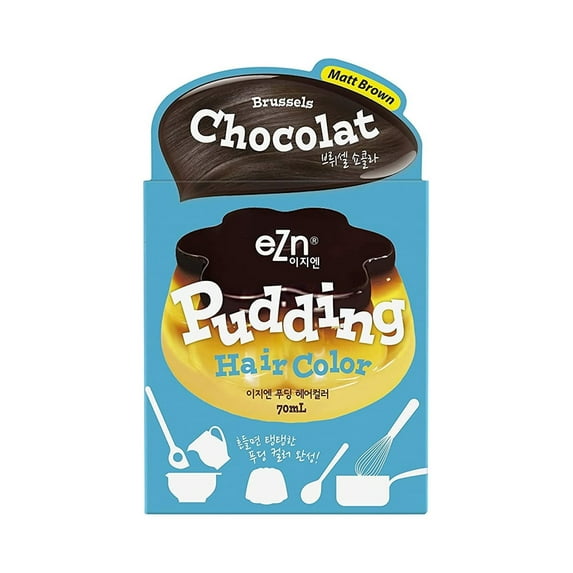 eZn Pudding Hair Dye Ammonia-Free Permanent Hair Color Brussels Chocolat Self Hair Dye DIY Kit Contain Keratin Made in Korea Beauty
