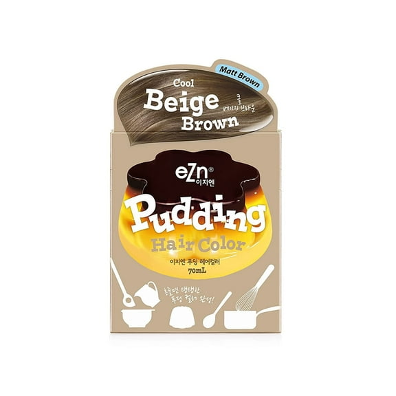 eZn Pudding Hair Dye Ammonia-Free Permanent Hair Color Cool Beige Brown Self Hair Dye DIY Kit Contain Keratin Made in Korea Beauty
