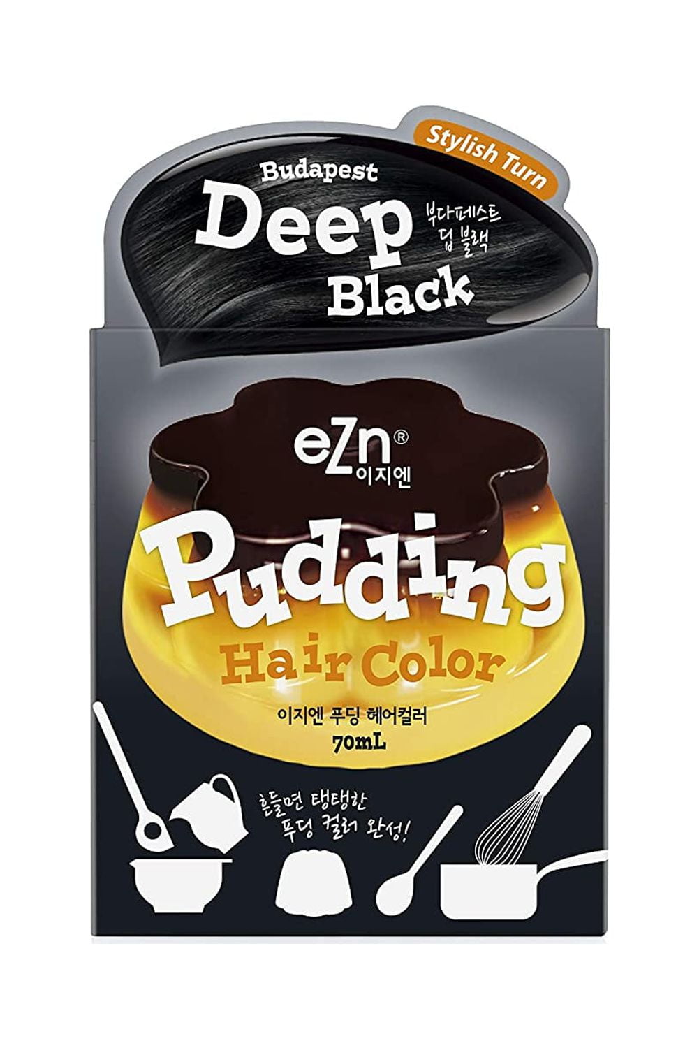 eZn Pudding Hair Dye Ammonia Free Permanent Hair Color Deep Black Self