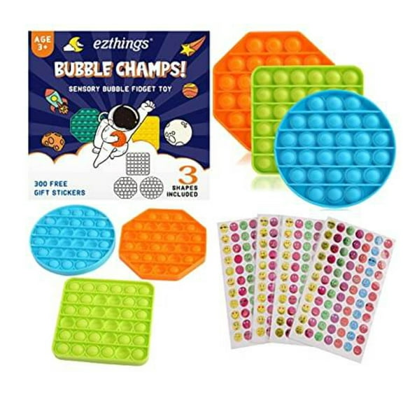 eZthings Heavy Duty Stress Relief Sensory Toy - Push Bubble Fidget Toys for Kids and Adults