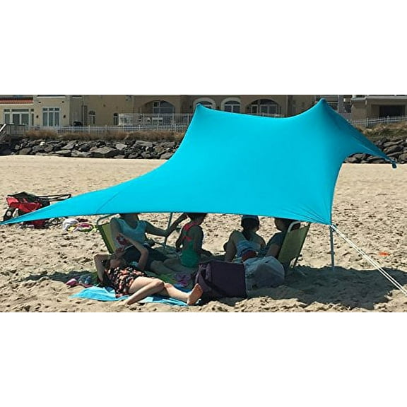 eZthings UV Protection YV Protection 7.5' x 7.5 Beach Shelter, Light Blue