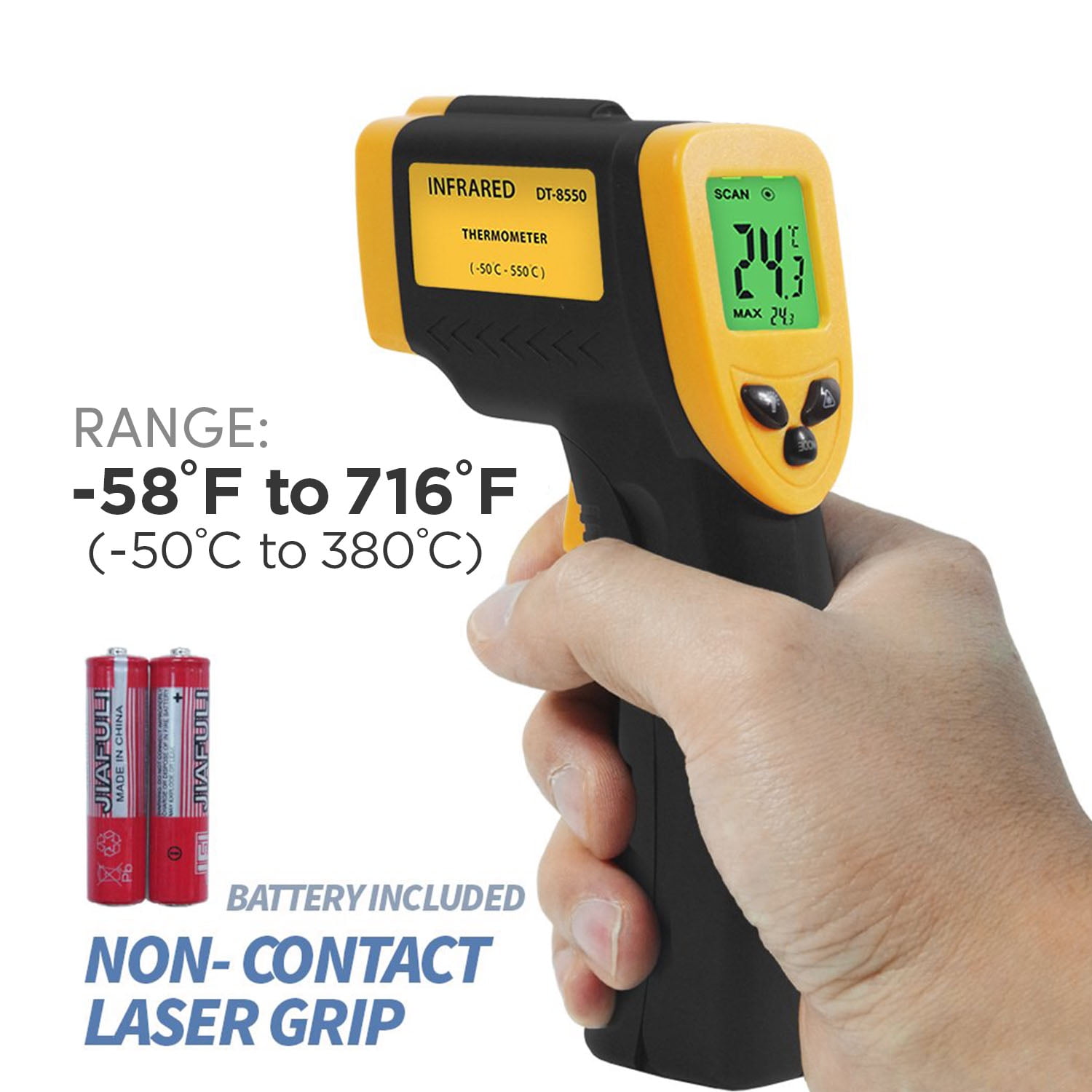 Powerbuilt Infrared Temperature Gun Non-Contact Laser, Handheld Heat  Detector for Grill, Engine, Surface, Home or Industrial Temps -58F to 716F  Red