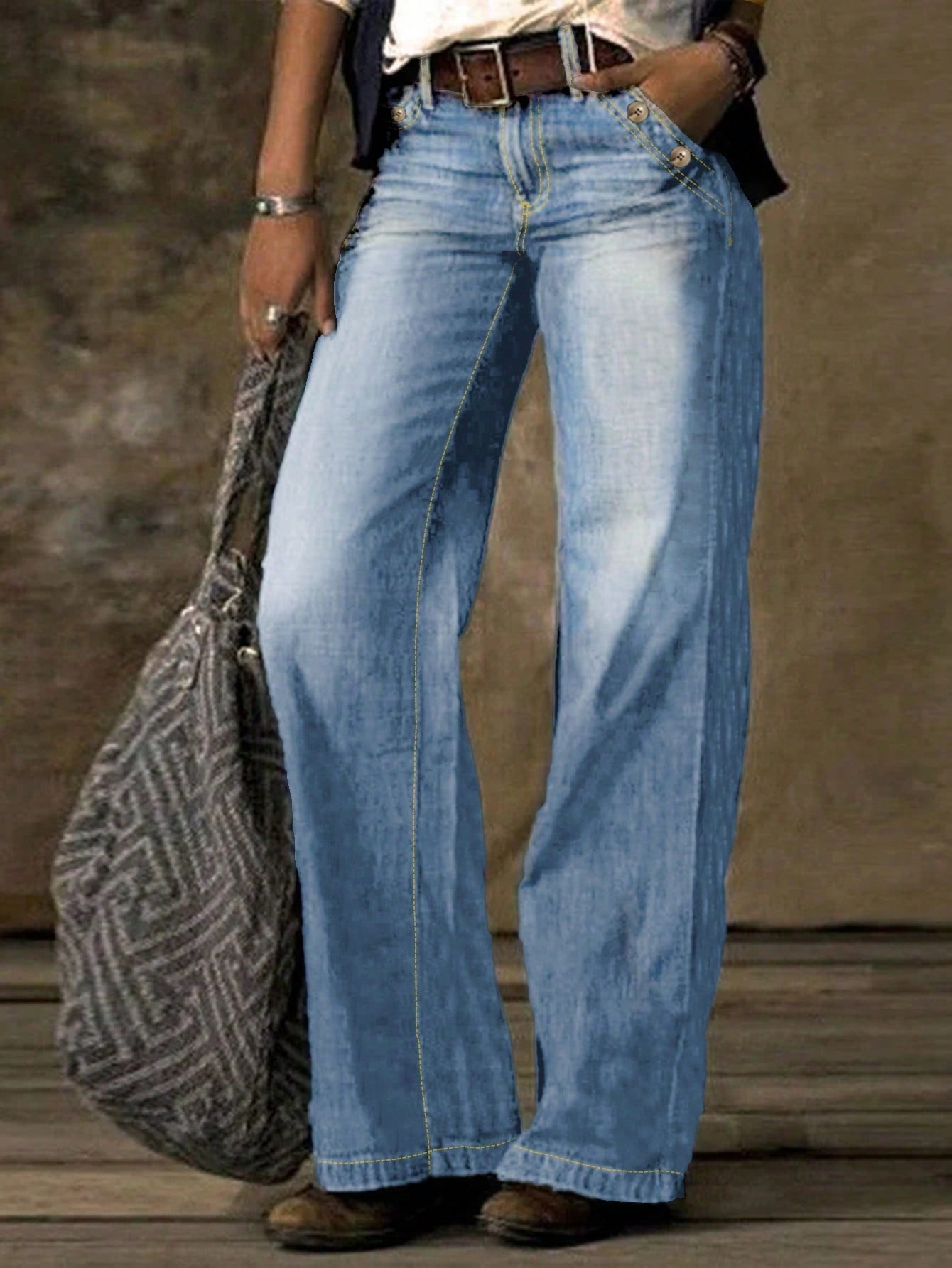Premium Women's Denim Straight Leg Pants main image 1