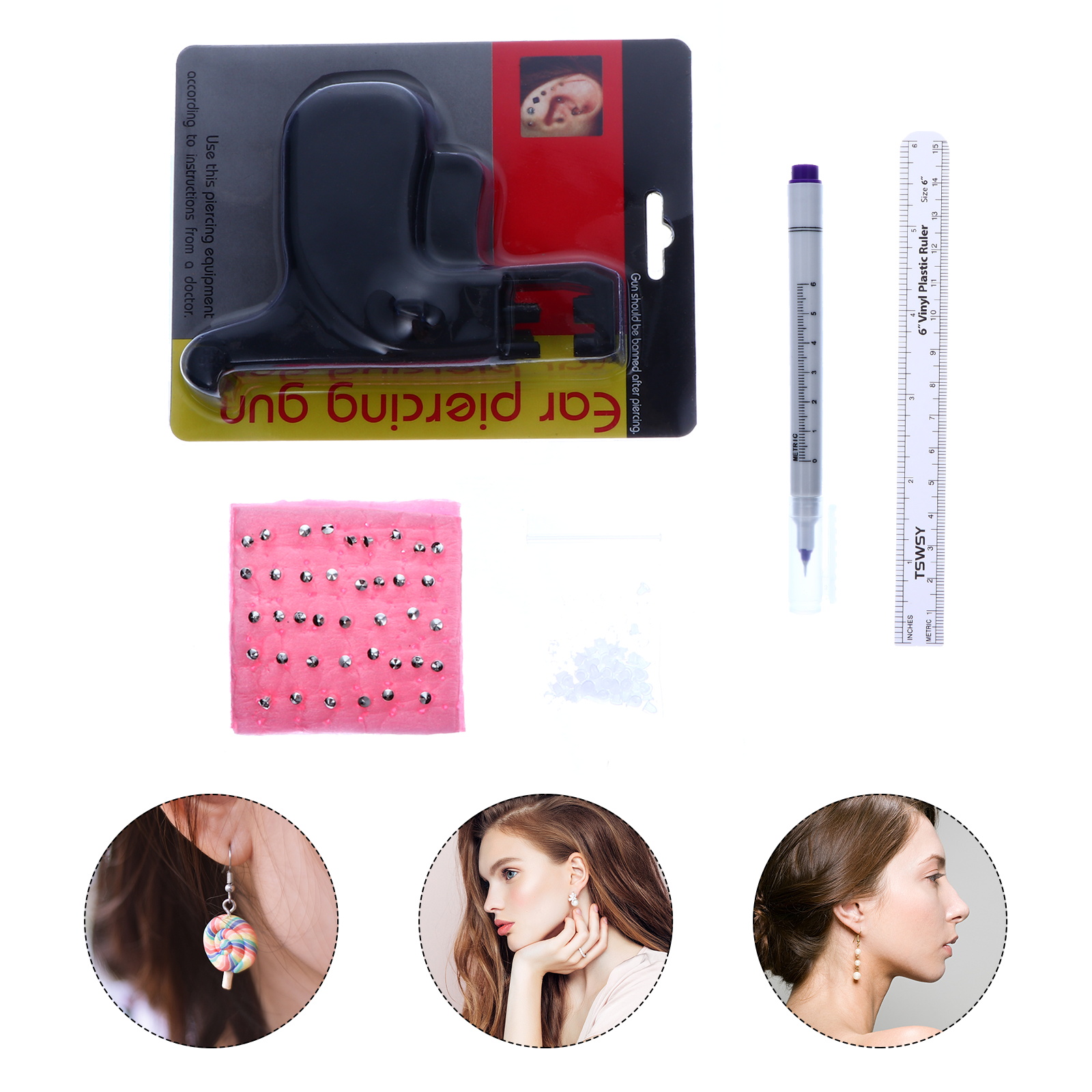 ear piercing tools set Ear Piercing Tool Kit No Pain Ear Piercer Tool Kit Body Jewelry Piercing
