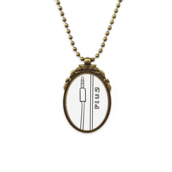 earph plug line hand-drawing antique necklace vintage bead pendant keychain