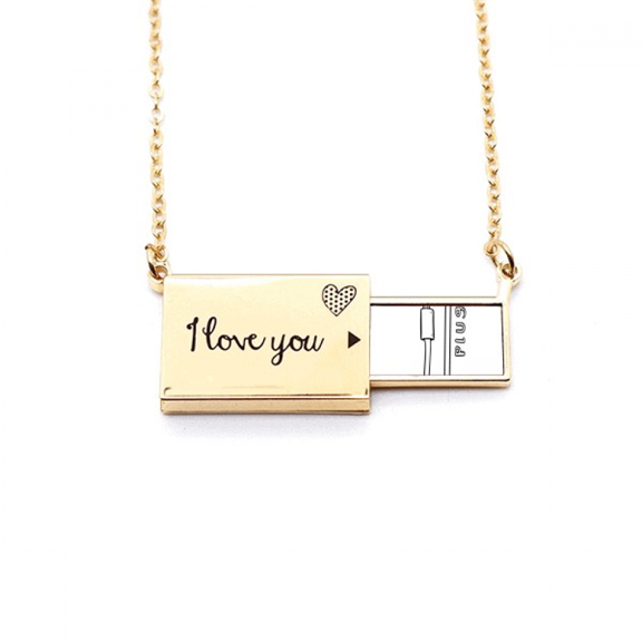 earph plug line hand-drawing letter envelope necklace pendant jewelry