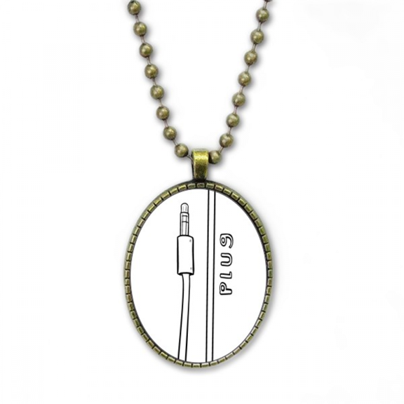 earph plug line hand-drawing necklace vintage chain bead pendant jewelry collection
