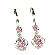 HGWXX7 earrings for women hoop earrings diamond-studded creative earrings temperament long four-leaf