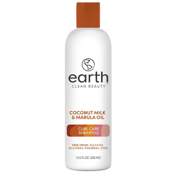 earth Clean Beauty Curl Care Shampoo with Coconut Milk and Marula Oil, for All Curl Types, 12 fl oz.