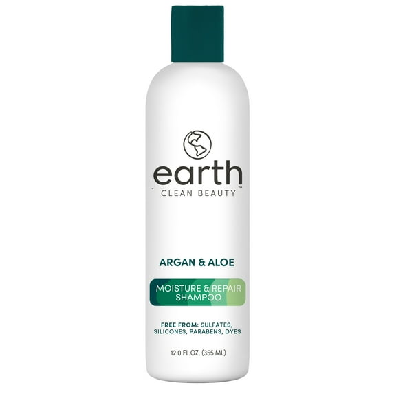 earth Clean Beauty Moisture and Repair Shampoo with Argan Oil & Aloe, for All Hair Types,12 fl oz.