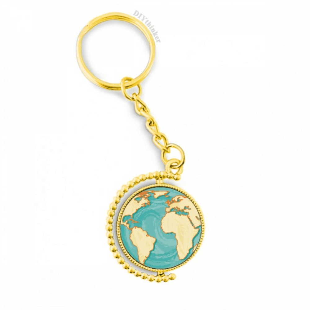 earth blue ocean yellow world metal connector key chain accessory en ...