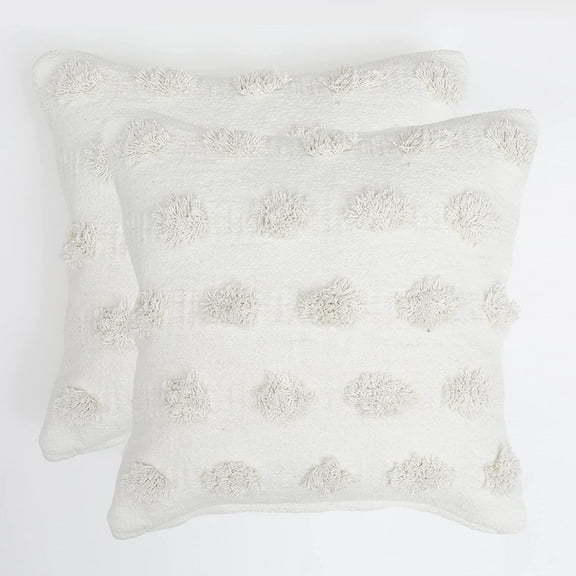 earthmaa Pillow Covers Pack of 2 100% Cotton Decorative Pillow Cases Soft Cozy Throw Case for Sofa, Couch, Bed, Car - Wrinkle-Free, Fade and Stain Resistant (Square 18in x 18in)