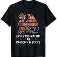 thumbnail image 1 of easily distracted by Dragon and Books nerds T-Shirt, 1 of 5