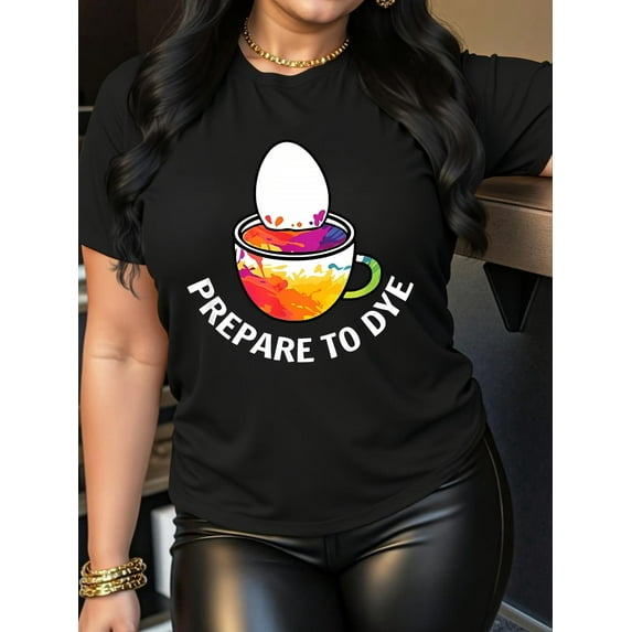 easter Cup egg Print Casual Stylish Top for , Round Neck Short Sleeve T-Shirt