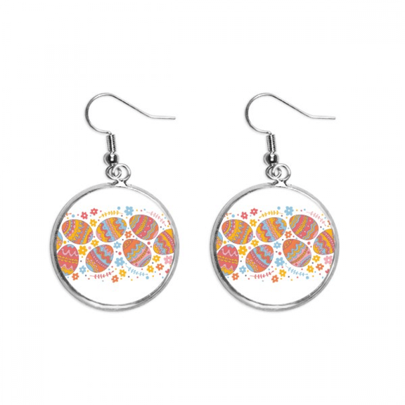 easter festival colorful egg ear dangle silver drop ear jewelry woman