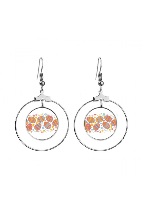 easter festival colorful egg earrings dangle hoop jewelry drop circle