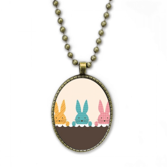 easter festival cute bunny culture necklace vintage chain bead pendant jewelry collection