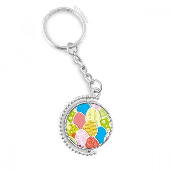 easter festival cute colored egg culture rotatable keyholder disc accessories chain clip