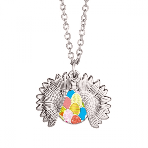 easter festival cute colored egg culture sunflower necklace pendant locket jewelry