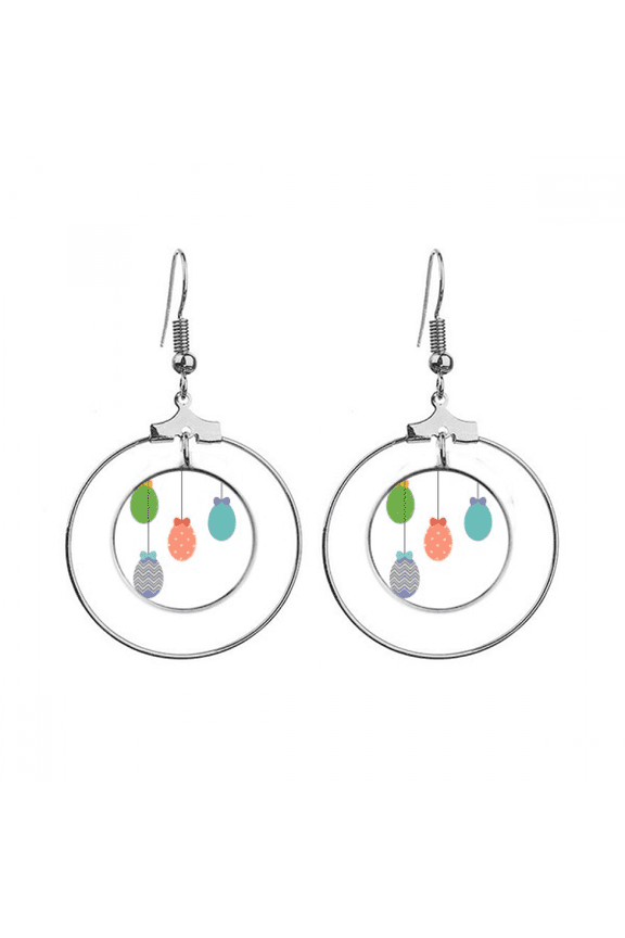 easter festival hanging colored egg earrings dangle hoop jewelry drop circle